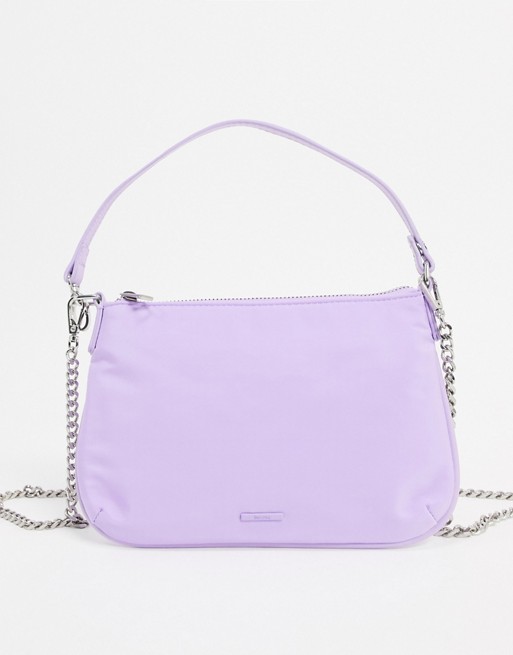 Bershka nylon 90s shoulder bag in lilac