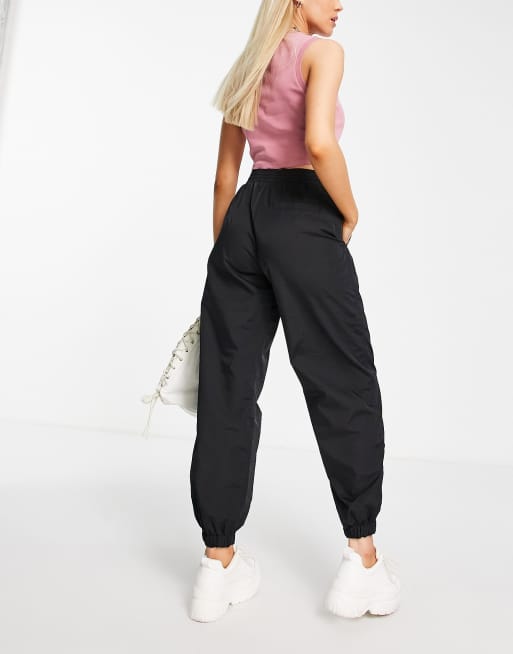 Bershka nylon cargo parachute trousers in black, 4 of 4