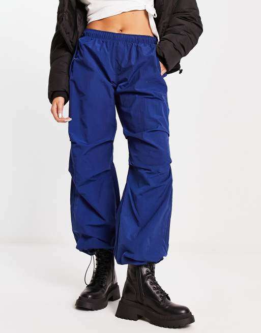 Cathery Women's Parachute Pants Cargo Trousers Elastic Waist Wide