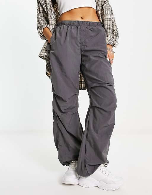 Bershka parachute cargo pants in brown