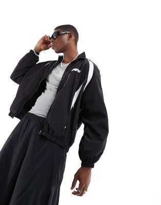 Bershka Nylon Reflective Panel Windbreaker In Gray In Gray