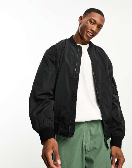 Bershka nylon utility jacket in black