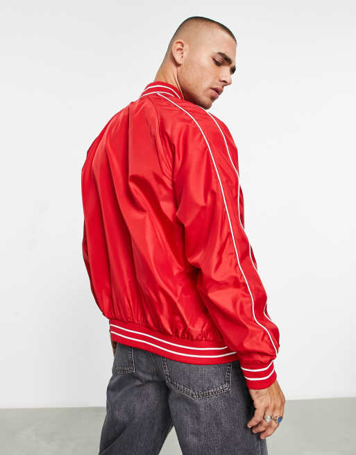 Bershka varsity bomber jacket in green