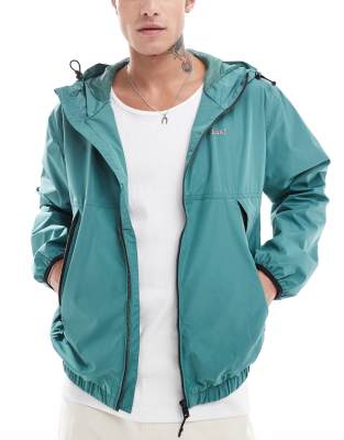 nylon windbreaker in turquoise-White