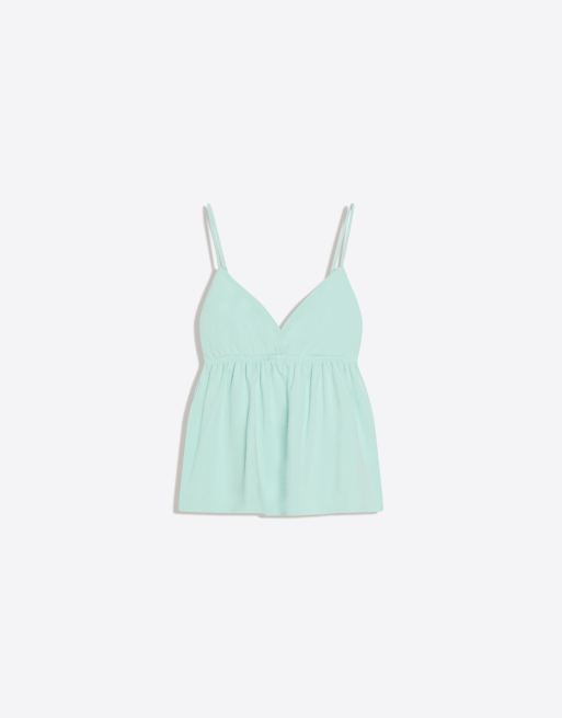 Bershka – Oberteil in Grün mit Rüschenträgern, 5 von 6