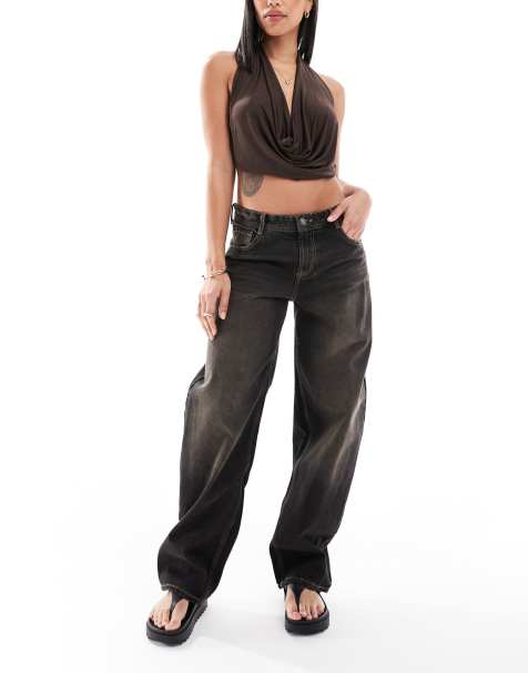 Bershka – Obszerne czarne jeansy z balonowymi nogawkami - view 1