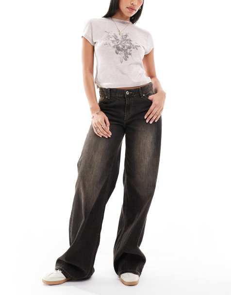 Bershka – Obszerne jeansy z szerokimi nogawkami w spranym brązowym kolorze - view 1