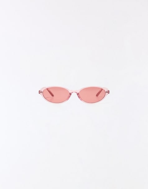 Bershka - Occhiali da sole ovali rosa in plastica - view 1