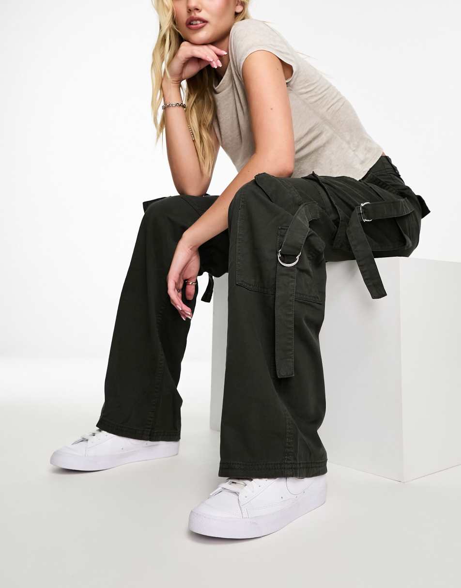 Daisy Street fit and flare cargo pants in charcoal