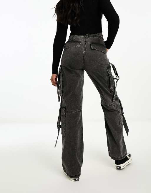 Bershka Octopus Pantaloni cargo grigio slavato ASOS