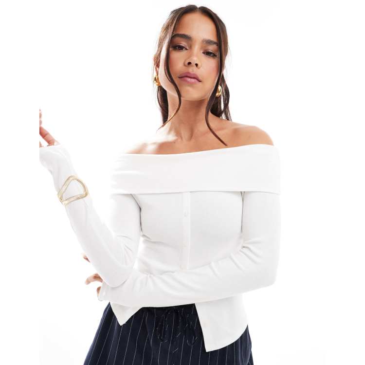 Bershka asymmetric lace detail top in black | ASOS