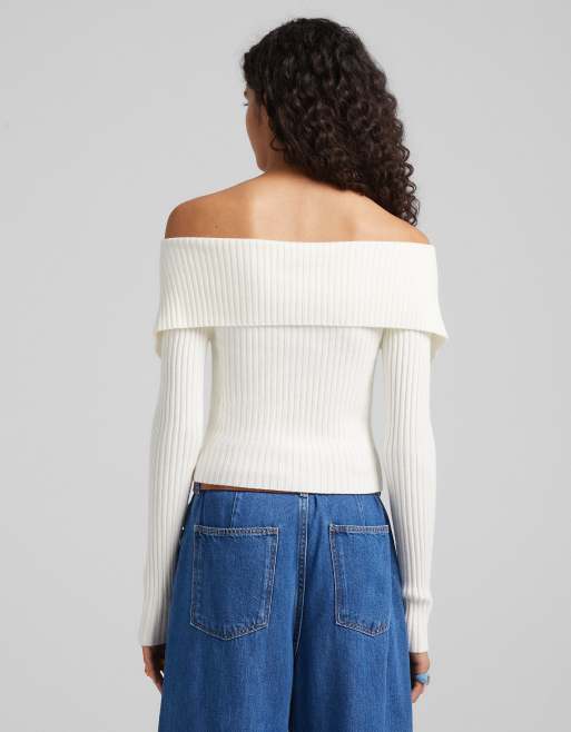 Off the shop shoulder knit jumper