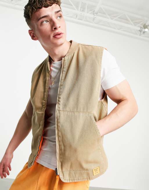 Bershka - Omkeerbaar gilet in beige en oranje