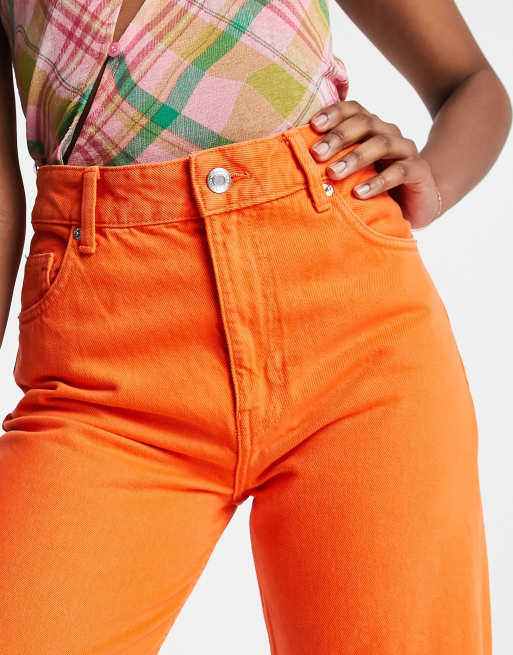 Bershka – Orange raka jeans, 3 av 4