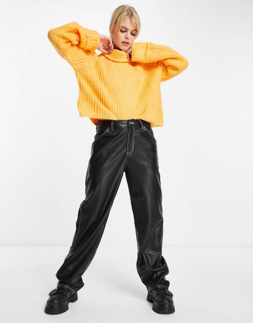 Bershka - Orange rullekravebluse i chunky strik, 2 af 4