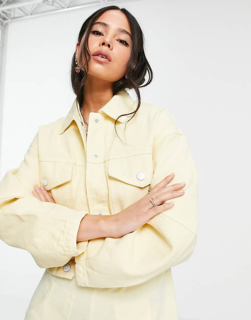 Bershka organic cotton casual jacket in lemon