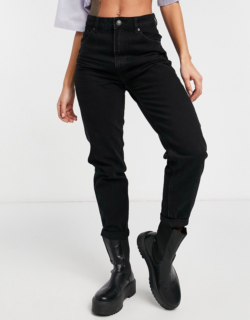 Bershka organic cotton mom jeans in black