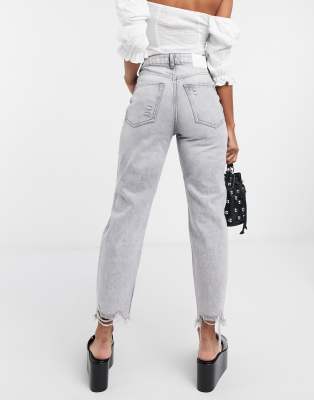 bershka organic cotton mom jean in grey