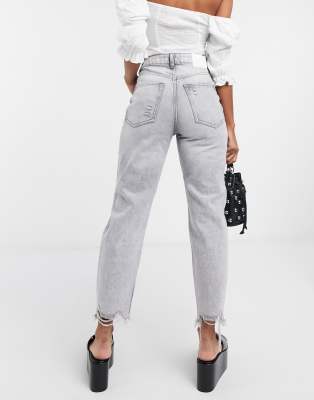 black mom jeans frayed hem