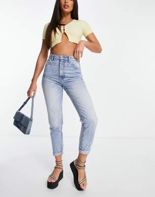 bershka mom jean in light blue