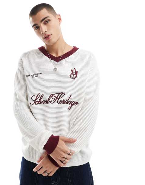 Bershka ottoman knitted jumper in ecru - view 1