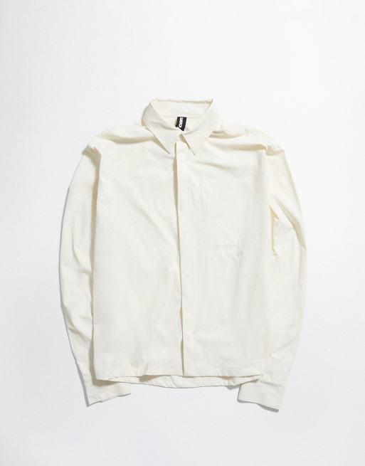 Bershka Out of core technical overshirt in ecru, 4 of 6