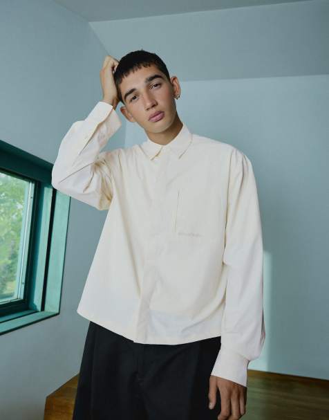 Bershka Out of core teknisk overshirt i naturvit - view 1