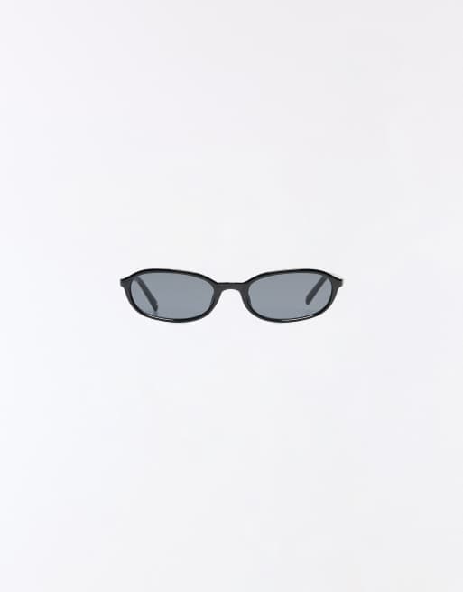 Bershka Oval sunglasses in black, 5 of 5