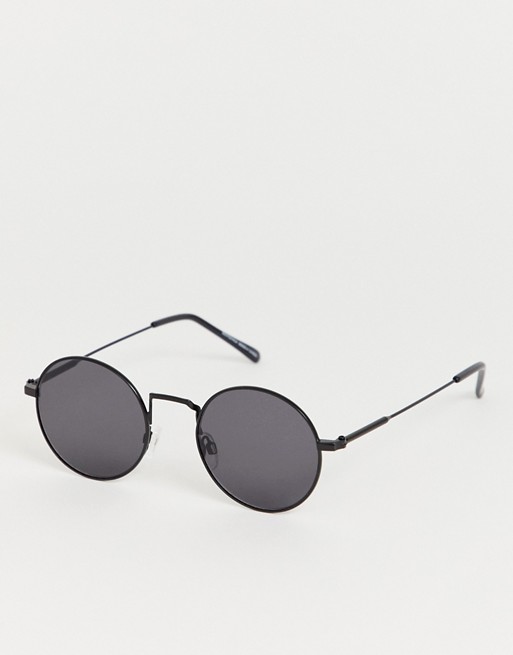 Bershka oval sunglasses with black frames and fabric cord