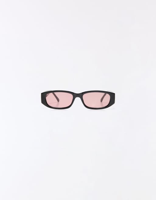 Bershka ovale Kunststoff-Sonnenbrille in Rot, 2 von 4