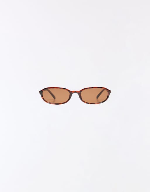 Bershka ovale solbriller i brun, 4 af 5
