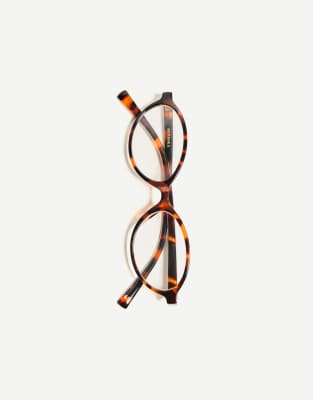 Bershka - Ovale Sonnenbrille aus Kunstharz in Braun-Brown