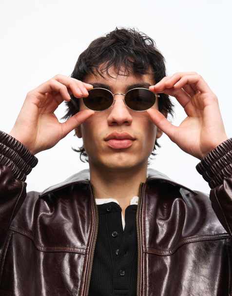 Bershka – Ovale Sonnenbrille in Grün - view 1
