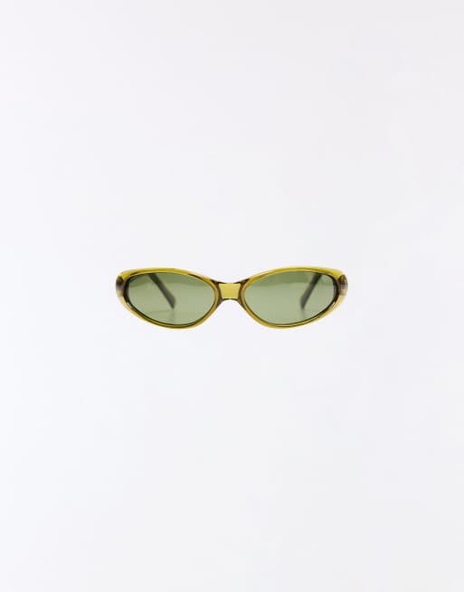 Bershka – Ovale Sonnenbrille in Grün, 3 von 3