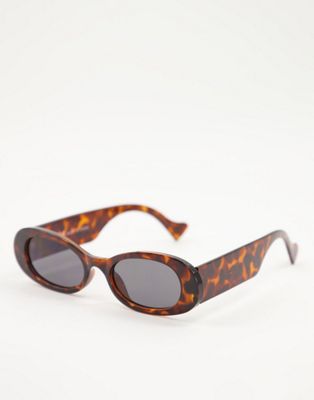 Bershka – Ovale Sonnenbrille in Schildpatt-Optik-Braun