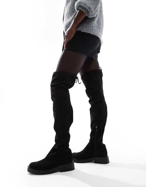 Bershka - Over-de-knie laarzen met stretch in zwart