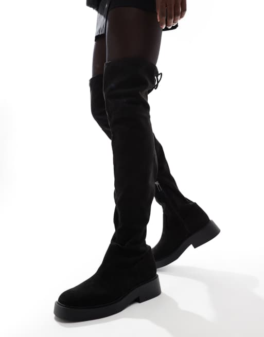 Bershka - Over-de-knie laarzen met stretch in zwart, 4 van 4
