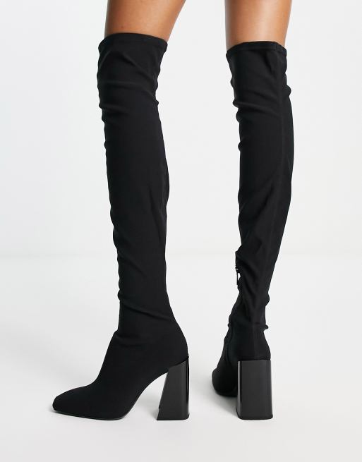 grey over the knee heeled boots