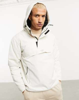 BERSHKA OVERHEAD WINDBREAKER JACKET IN WHITE,6359/551/712