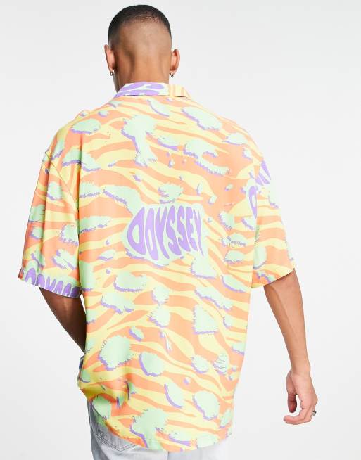 Bershka - Overhemd met abstracte print in multi, 2 van 4