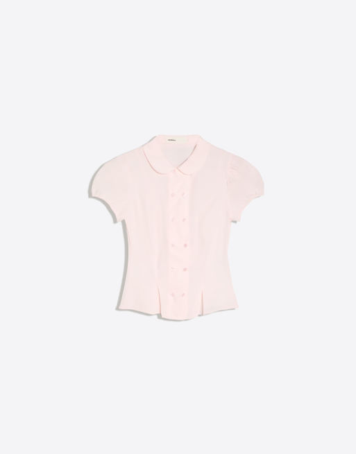 Bershka - Overhemd met korte mouwen en Peter Pan-kraag in roze, 4 van 4