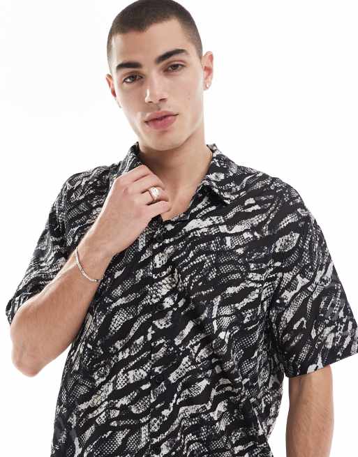 Bershka - Overhemd met print in zwart , 4 van 4