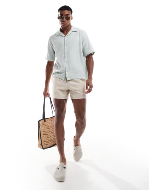 Bershka - Overhemd met textuur in saliegroen