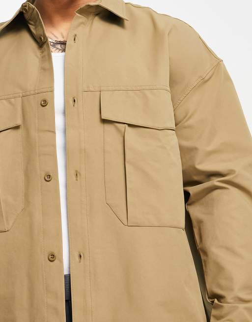 Bershka overshirt in camel | ASOS