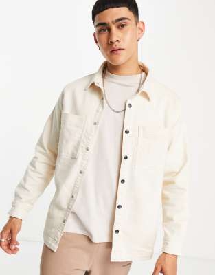 Bershka overshirt in ecru