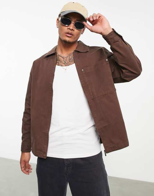 Bershka - Overshirt met ritssluiting in bruin