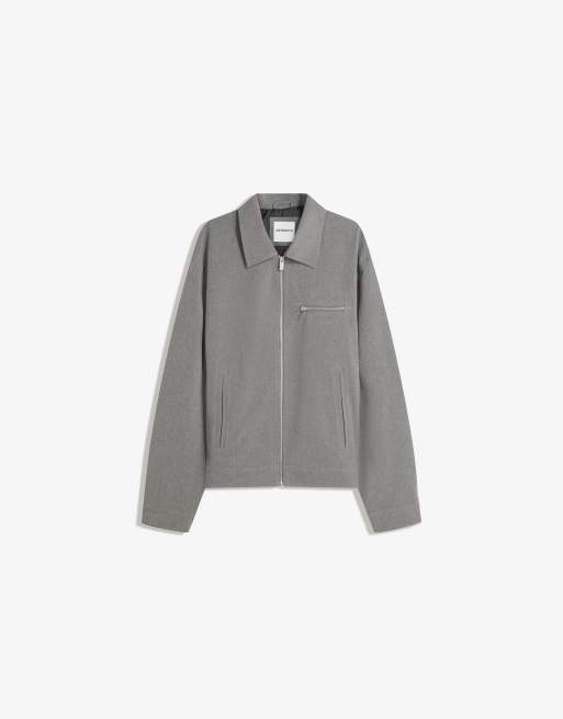 Bershka Overshirt with zip in grey | ASOS