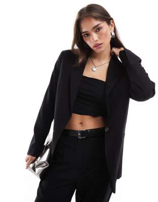 Bershka - Oversize-Blazer in Schwarz mit maskulinem Schnitt, Kombiteil