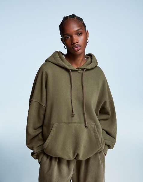 Bershka Oversize hoodie in khaki - view 1