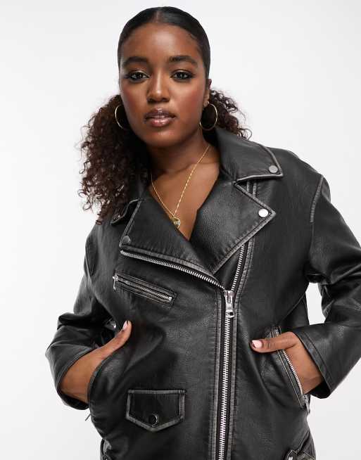 Bershka Leather Jacket Lederjacke Bershka Damen Damen Mantel